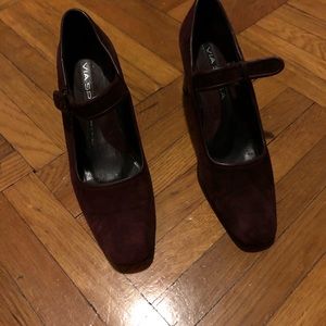 Via Spiga Buckle Suede Shoes BURGUNDY color